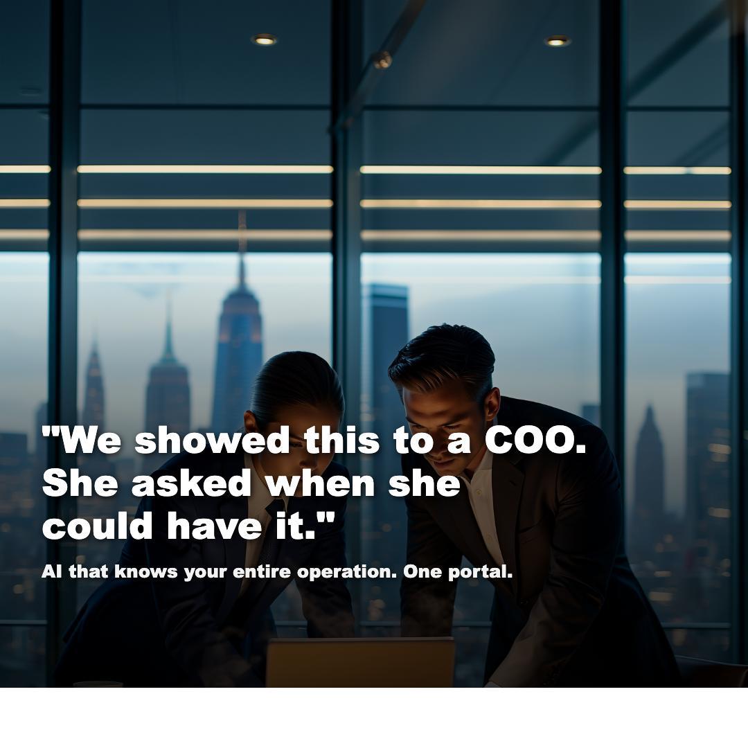 Business team reviewing AI marketing and IT solutions in a modern office with city skyline - 5th Floor Media